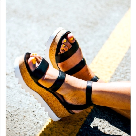 Platform sandals shoes slip fashion heels peep open toe - Picture 1 of 16